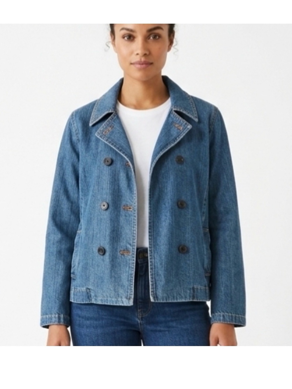 Relativity Vintage Double Breasted Denim Jacket | Medium Wash | Size Large